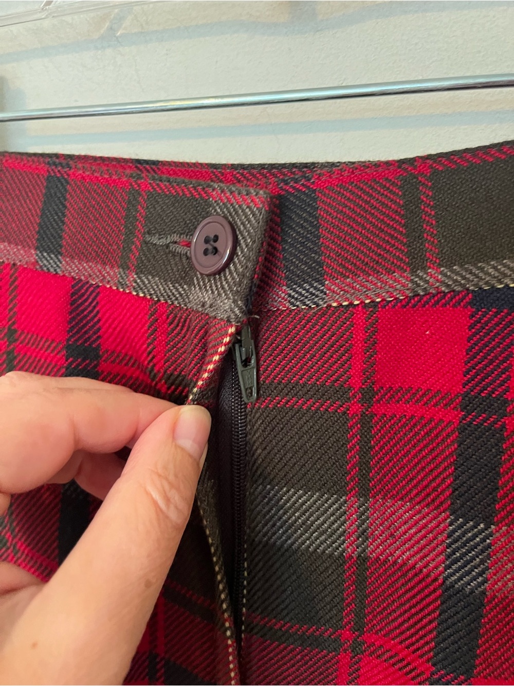 Vintage Tabi Tartan Plaid Blanket Wrap Fringe Midi Skirt Size 16 - Picture 6 of 11